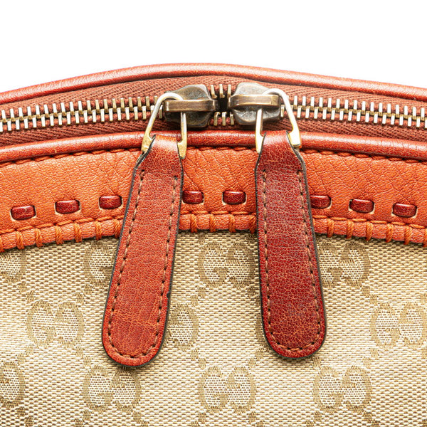 グッチ GGキャンバス バンブー ハンドバッグ 339002 ベージュ ブラウン キャンバス レザー レディース GUCCI 【中古】