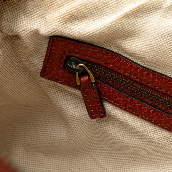 グッチ GGキャンバス バンブー ハンドバッグ 339002 ベージュ ブラウン キャンバス レザー レディース GUCCI 【中古】