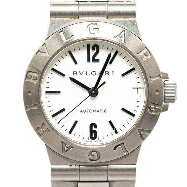 ブルガリ ディアゴノ スポーツ 腕時計 LCV29S 自動巻き ホワイト文字盤 ステンレススチール レディース BVLGARI 【中古】