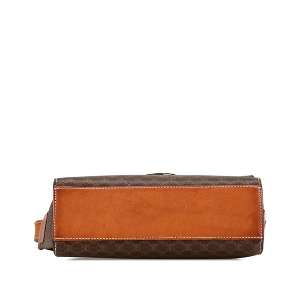 セリーヌ マカダム 斜め掛け ショルダーバッグ ブラウン PVC レザー レディース CELINE 【中古】