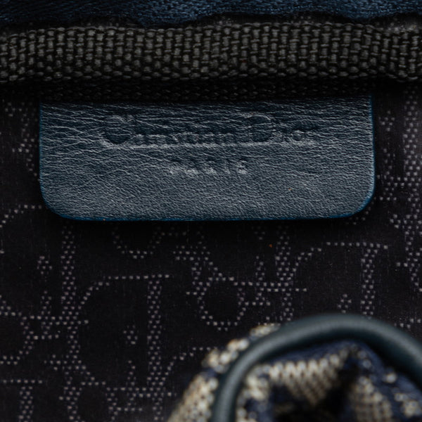ディオール トロッター オブリーク ポーチ ネイビー グレー キャンバス レザー レディース Dior 【中古】