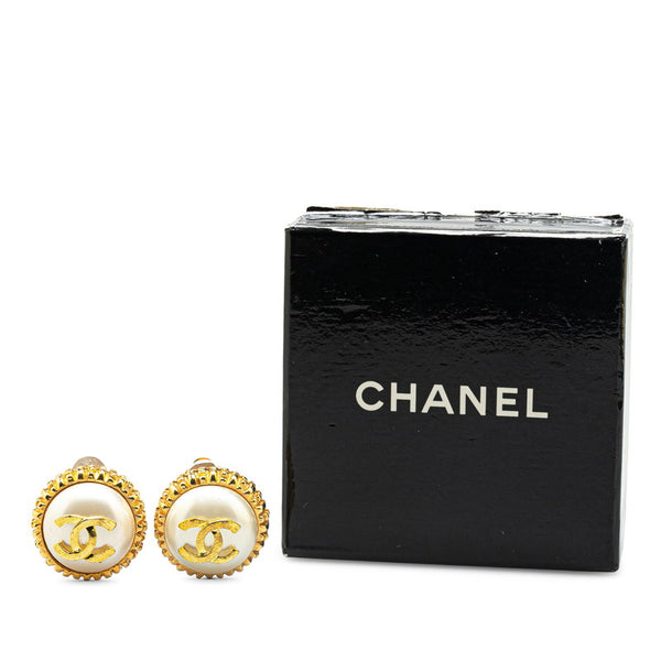 シャネル ヴィンテージ ココマーク ラウンド イヤリング ゴールド フェイクパール メッキ レディース CHANEL 【中古】