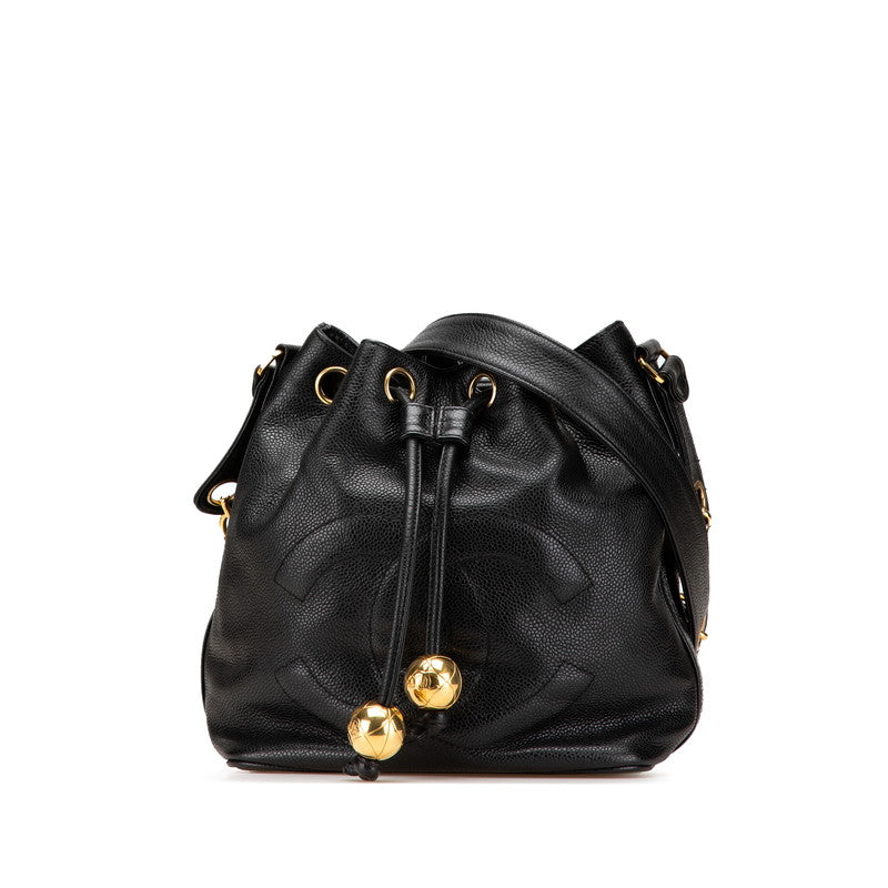 シャネル ココマーク 斜め掛け チェーン ショルダーバッグ ブラック キャビアスキン レディース CHANEL 【中古】