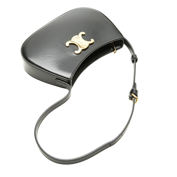 セリーヌ トリオンフ ミディアム ティリー ワンショルダーバッグ ハンドバッグ ブラック レザー レディース CELINE 【中古】