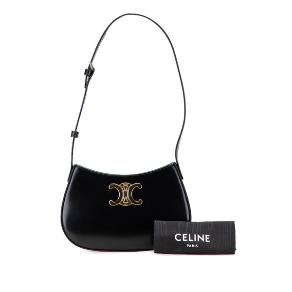 セリーヌ トリオンフ ミディアム ティリー ワンショルダーバッグ ハンドバッグ ブラック レザー レディース CELINE 【中古】
