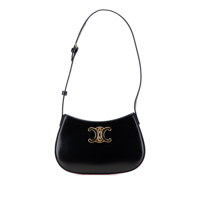 セリーヌ トリオンフ ミディアム ティリー ワンショルダーバッグ ハンドバッグ ブラック レザー レディース CELINE 【中古】