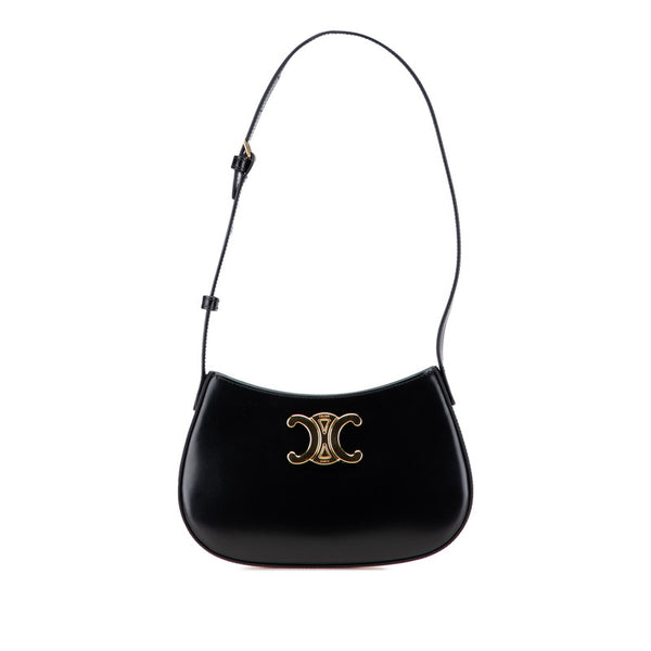 セリーヌ トリオンフ ミディアム ティリー ワンショルダーバッグ ハンドバッグ ブラック レザー レディース CELINE 【中古】