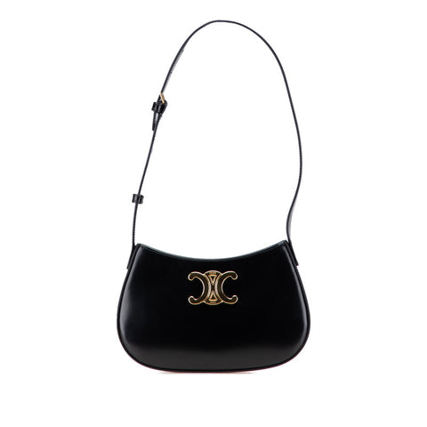 セリーヌ トリオンフ ミディアム ティリー ワンショルダーバッグ ハンドバッグ ブラック レザー レディース CELINE 【中古】