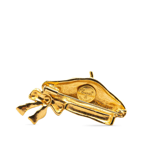 シャネル ベレー帽 帽子 リボン モチーフ ブローチ ゴールド メッキ レディース CHANEL 【中古】