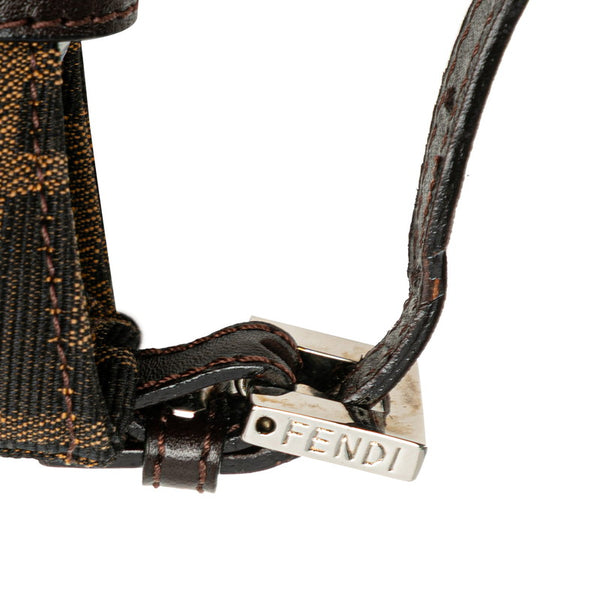 フェンディ ズッカ ミニ クロワッサン ハンドバッグ ポーチ 26673 ブラウン キャンバス レザー レディース FENDI 【中古】