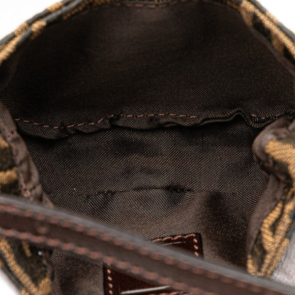 フェンディ ズッカ ミニ クロワッサン ハンドバッグ ポーチ 26673 ブラウン キャンバス レザー レディース FENDI 【中古】