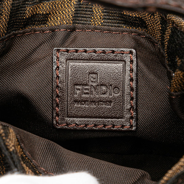 フェンディ ズッカ ミニ クロワッサン ハンドバッグ ポーチ 26673 ブラウン キャンバス レザー レディース FENDI 【中古】