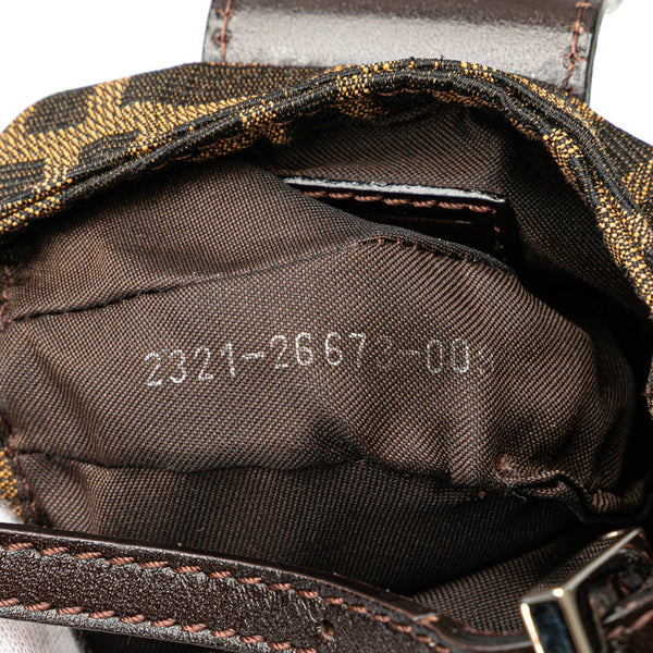 フェンディ ズッカ ミニ クロワッサン ハンドバッグ ポーチ 26673 ブラウン キャンバス レザー レディース FENDI 【中古】