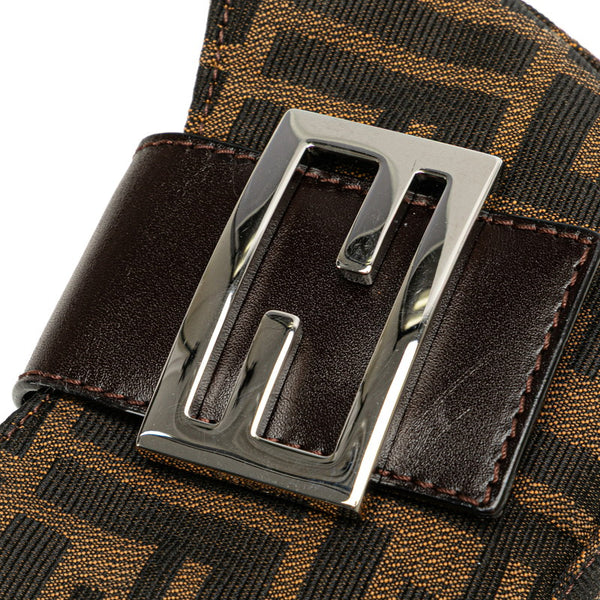 フェンディ ズッカ ミニ クロワッサン ハンドバッグ ポーチ 26673 ブラウン キャンバス レザー レディース FENDI 【中古】