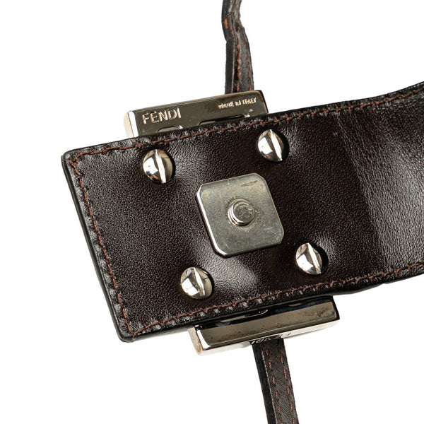 フェンディ ズッカ ミニ クロワッサン ハンドバッグ ポーチ 26673 ブラウン キャンバス レザー レディース FENDI 【中古】