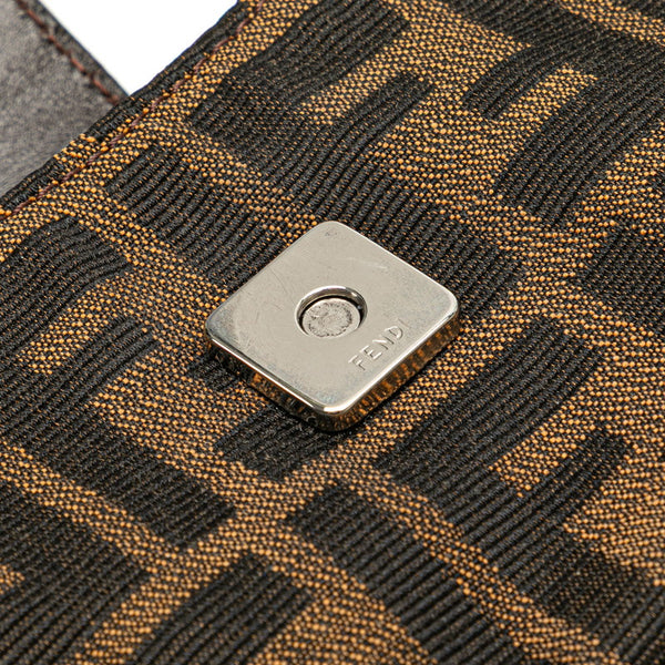 フェンディ ズッカ ミニ クロワッサン ハンドバッグ ポーチ 26673 ブラウン キャンバス レザー レディース FENDI 【中古】