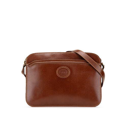 グッチ ヴィンテージ ロゴ ショルダーバッグ 001 256 0609 ブラウン レザー レディース GUCCI 【中古】