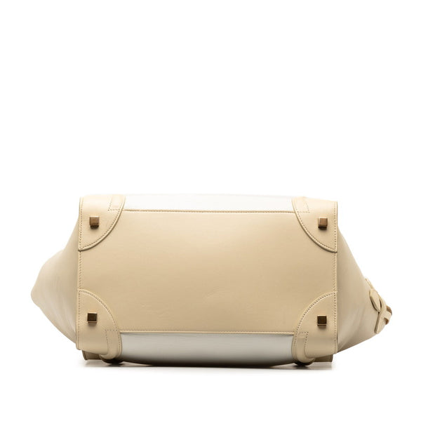 セリーヌ ラゲージマイクロショッパー ハンドバッグ ベージュ ホワイト レザー レディース CELINE 【中古】
