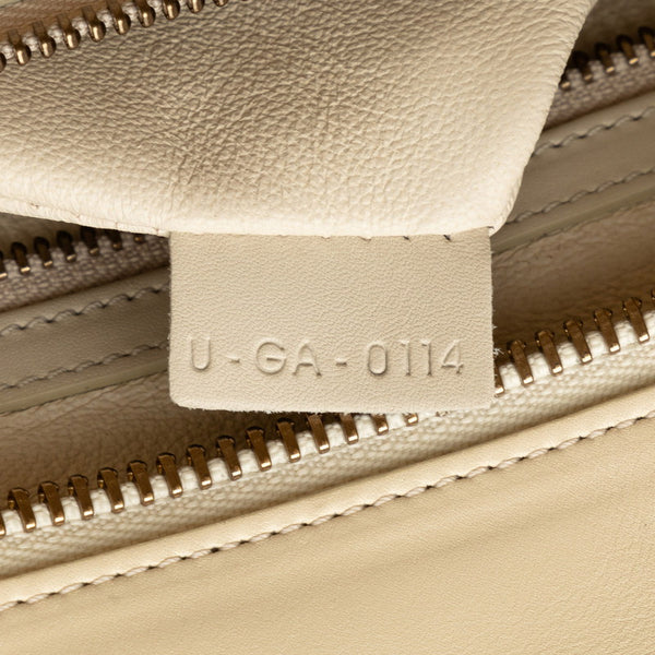 セリーヌ ラゲージマイクロショッパー ハンドバッグ ベージュ ホワイト レザー レディース CELINE 【中古】