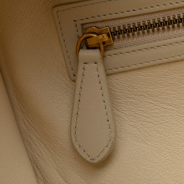 セリーヌ ラゲージマイクロショッパー ハンドバッグ ベージュ ホワイト レザー レディース CELINE 【中古】