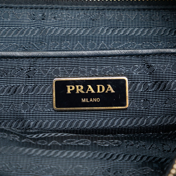 プラダ 三角ロゴプレート ハンドバッグ ショルダーバッグ 2WAY B1843M ネイビー ナイロン レザー レディース PRADA 【中古】