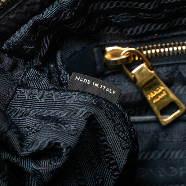 プラダ 三角ロゴプレート ハンドバッグ ショルダーバッグ 2WAY B1843M ネイビー ナイロン レザー レディース PRADA 【中古】