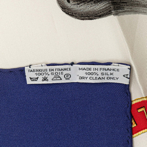 エルメス カレ90 ECOLE FRANCAISE D'EQUITATION フランス国立乗馬学校  スカーフ ネイビー ホワイト マルチカラー シルク レディース HERMES 【中古】