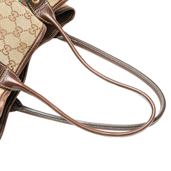 グッチ GGキャンバス シェリーライン トートバッグ 163803 ブラウン キャンバス レザー レディース GUCCI 【中古】
