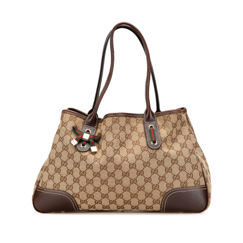 グッチ GGキャンバス シェリーライン トートバッグ 163803 ブラウン キャンバス レザー レディース GUCCI 【中古】