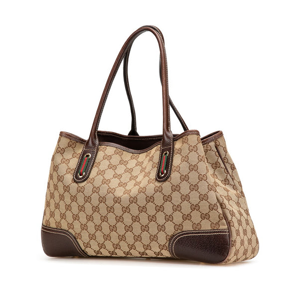 グッチ GGキャンバス シェリーライン トートバッグ 163803 ブラウン キャンバス レザー レディース GUCCI 【中古】