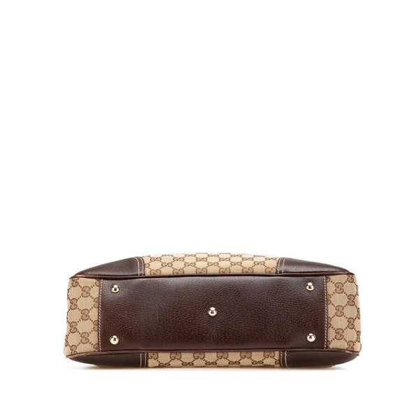 グッチ GGキャンバス シェリーライン トートバッグ 163803 ブラウン キャンバス レザー レディース GUCCI 【中古】