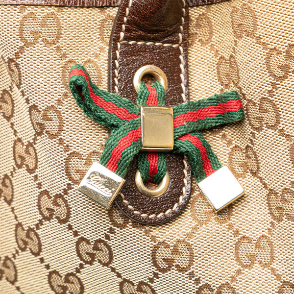 グッチ GGキャンバス シェリーライン トートバッグ 163803 ブラウン キャンバス レザー レディース GUCCI 【中古】