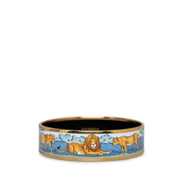エルメス エマイユGM 七宝焼き ライオン バングル ゴールド マルチカラー メッキ レディース HERMES 【中古】