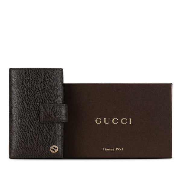 グッチ インターロッキングG 二つ折り財布 449344 ブラウン レザー レディース GUCCI 【中古】