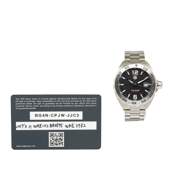タグホイヤー フォミュラー1 腕時計 WAZ1112.FA0073 クオーツ ブラック文字盤 ステンレススチール メンズ TAG HEUER 【中古】