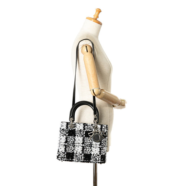 ディオール レディディオール ハンドバッグ ショルダーバッグ 2WAY ブラック ホワイト スパンコール レザー レディース Dior 【中古】