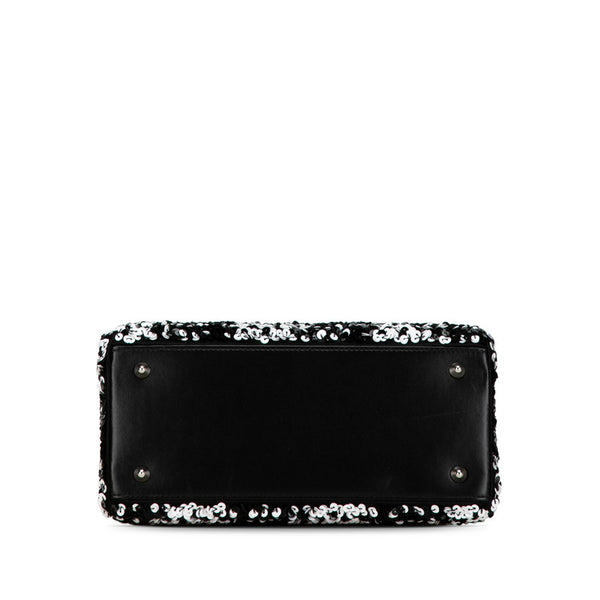 ディオール レディディオール ハンドバッグ ショルダーバッグ 2WAY ブラック ホワイト スパンコール レザー レディース Dior 【中古】