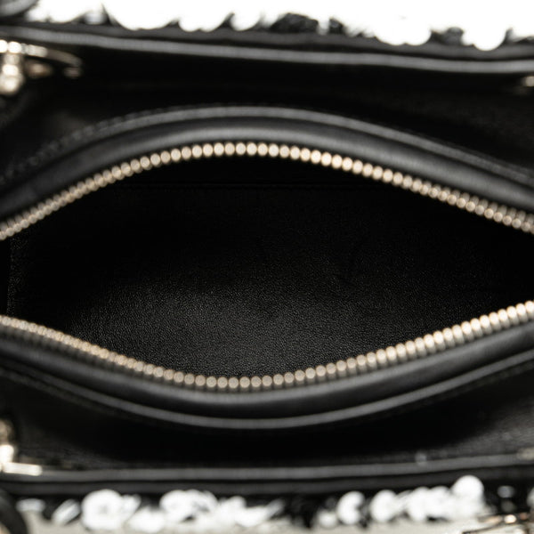 ディオール レディディオール ハンドバッグ ショルダーバッグ 2WAY ブラック ホワイト スパンコール レザー レディース Dior 【中古】