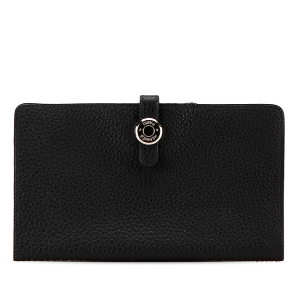 エルメス ドゴンMM 札入れ カードケース ブラック トゴ メンズ HERMES 【中古】