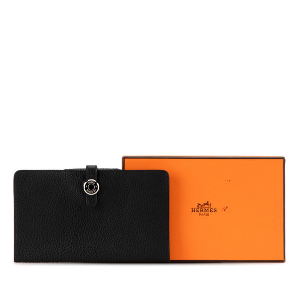 エルメス ドゴンMM 札入れ カードケース ブラック トゴ メンズ HERMES 【中古】