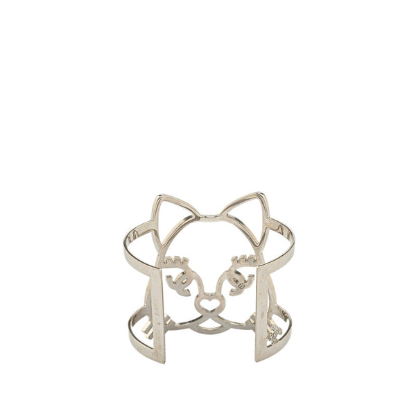 シャネル ココマーク キャット ネコ 猫 モチーフ バングル ブレスレット シルバー メタル レディース CHANEL 【中古】