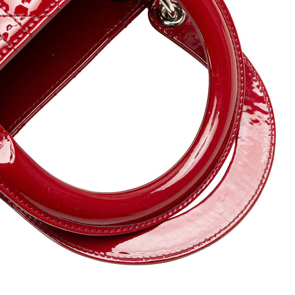 ディオール カナージュ レディディオール ラージ ハンドバッグ ショルダーバッグ 2WAY レッド パテントレザー レディース Dior 【中古】