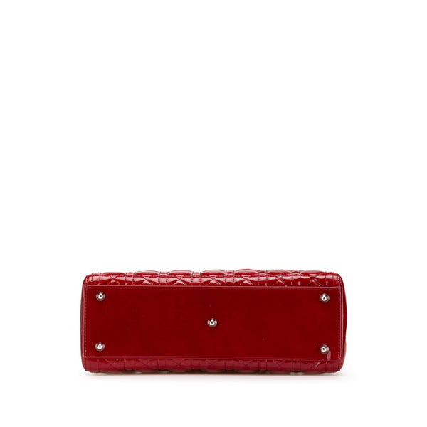 ディオール カナージュ レディディオール ラージ ハンドバッグ ショルダーバッグ 2WAY レッド パテントレザー レディース Dior 【中古】