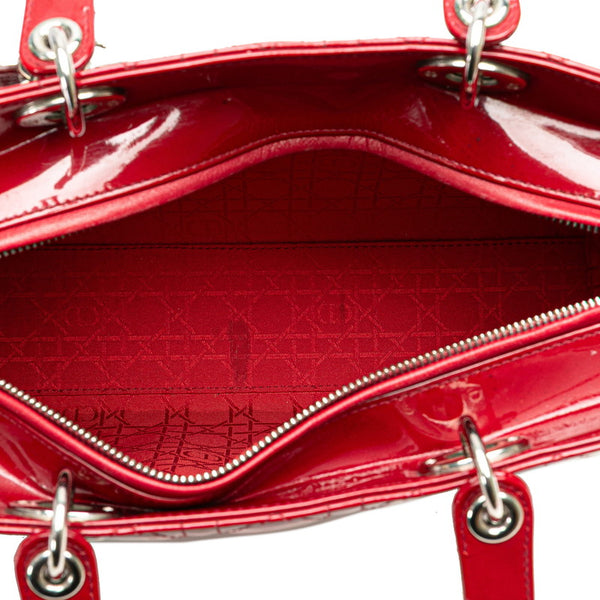 ディオール カナージュ レディディオール ラージ ハンドバッグ ショルダーバッグ 2WAY レッド パテントレザー レディース Dior 【中古】