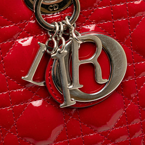 ディオール カナージュ レディディオール ラージ ハンドバッグ ショルダーバッグ 2WAY レッド パテントレザー レディース Dior 【中古】