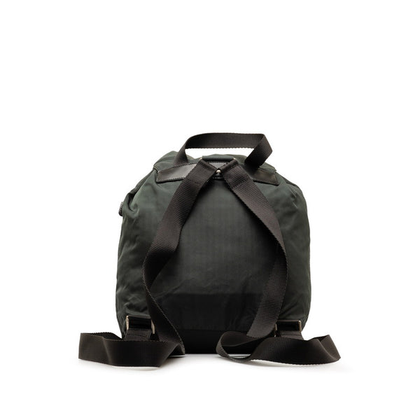 プラダ 三角ロゴプレート リュック バックパック B6677F カーキグリーン ナイロン レザー レディース PRADA 【中古】