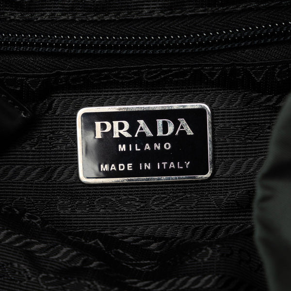 プラダ 三角ロゴプレート リュック バックパック B6677F カーキグリーン ナイロン レザー レディース PRADA 【中古】