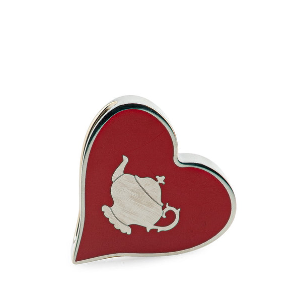 エルメス ハート モチーフ ティータイム スカーフリング レッド シルバー メタル レディース HERMES 【中古】