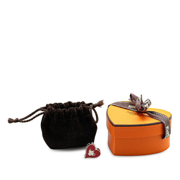 エルメス ハート モチーフ ティータイム スカーフリング レッド シルバー メタル レディース HERMES 【中古】