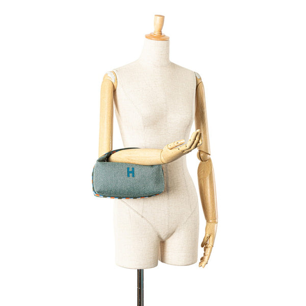 エルメス ブリッドアブラック オ カレ PM ハンドバッグ ポーチ ヴェールフォレ グリーン系 トワルアッシュ レディース HERMES 【中古】